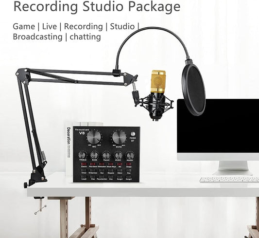 Paquete de equipo de podcast, paquete de estudio de grabación BM-800 con