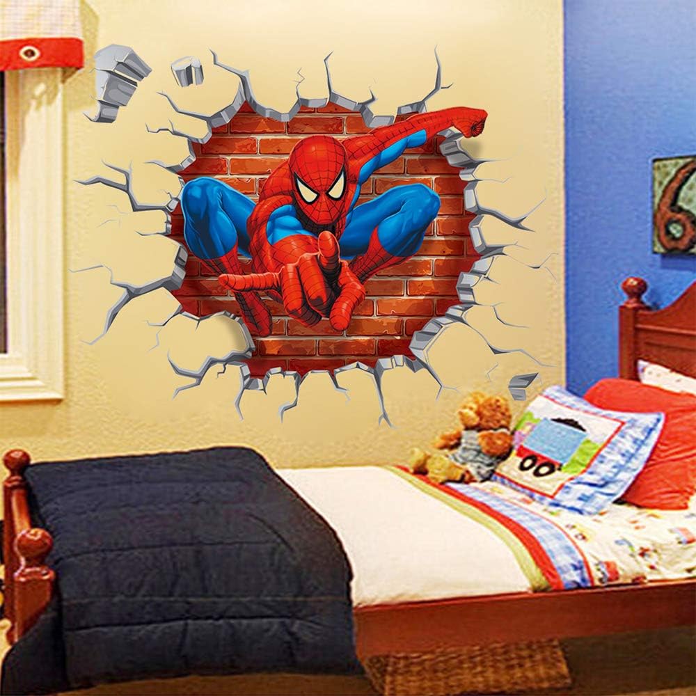 Pegatinas de pared de Spiderman removibles para niños, diseño de Spiderman,  decoración de pared para habitación de niños, habitación de niños