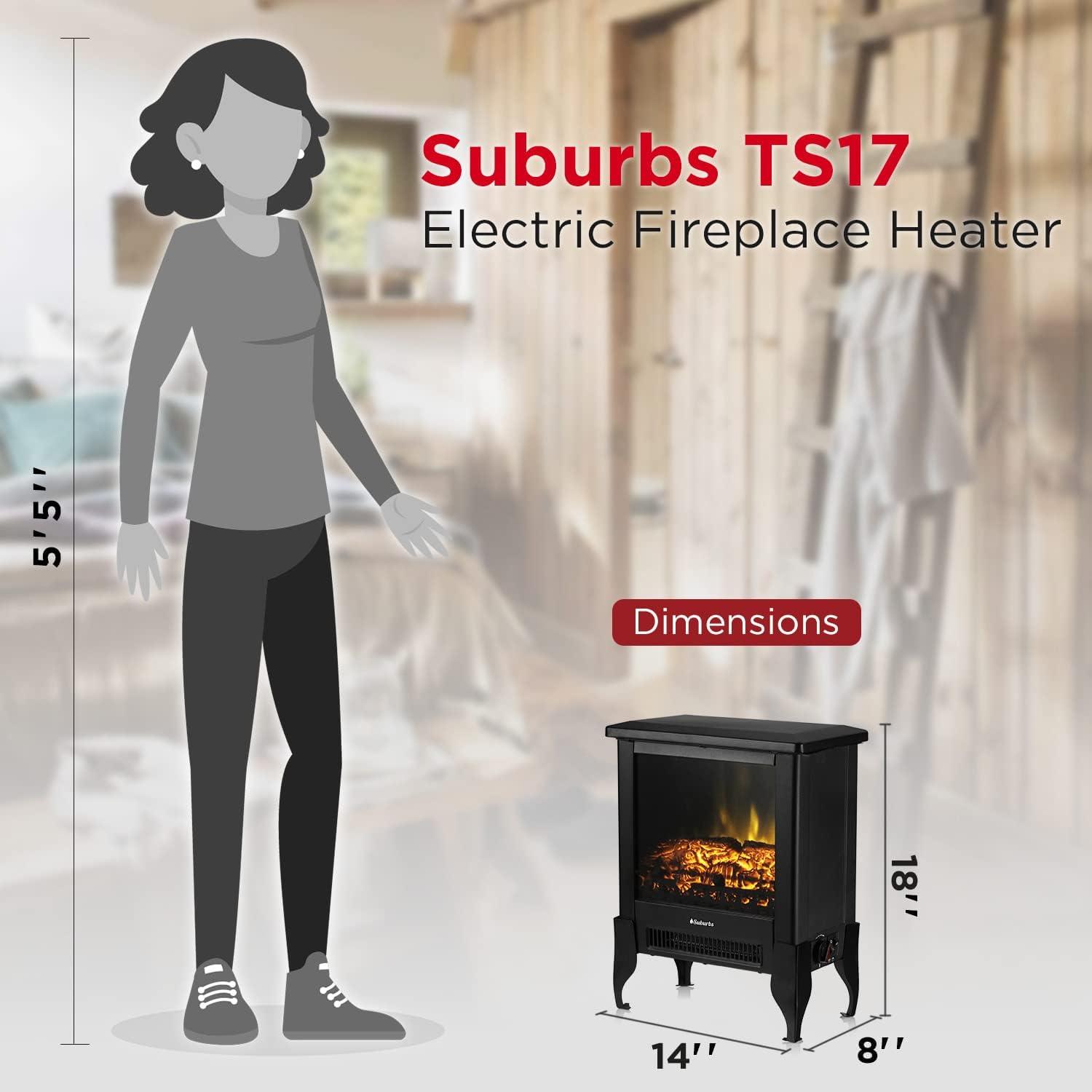 Suburbs TS17 Estufa eléctrica compacta para chimenea, calentador independiente - VIRTUAL MUEBLES