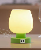 Lámpara táctil de mesita de noche con carga USB, lámpara pequeña verde moderna