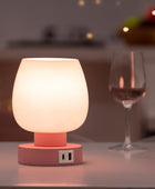 Lámpara táctil para mesita de noche, pequeña lámpara rosa para dormitorio con