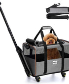 Transportador para perros y gatos con ruedas aprobado por aerolíneas con mango