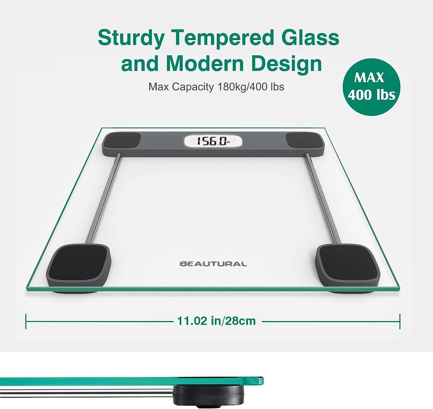 BEAUTURAL Báscula digital de baño para peso corporal, pantalla LCD, 400 libras, - VIRTUAL MUEBLES