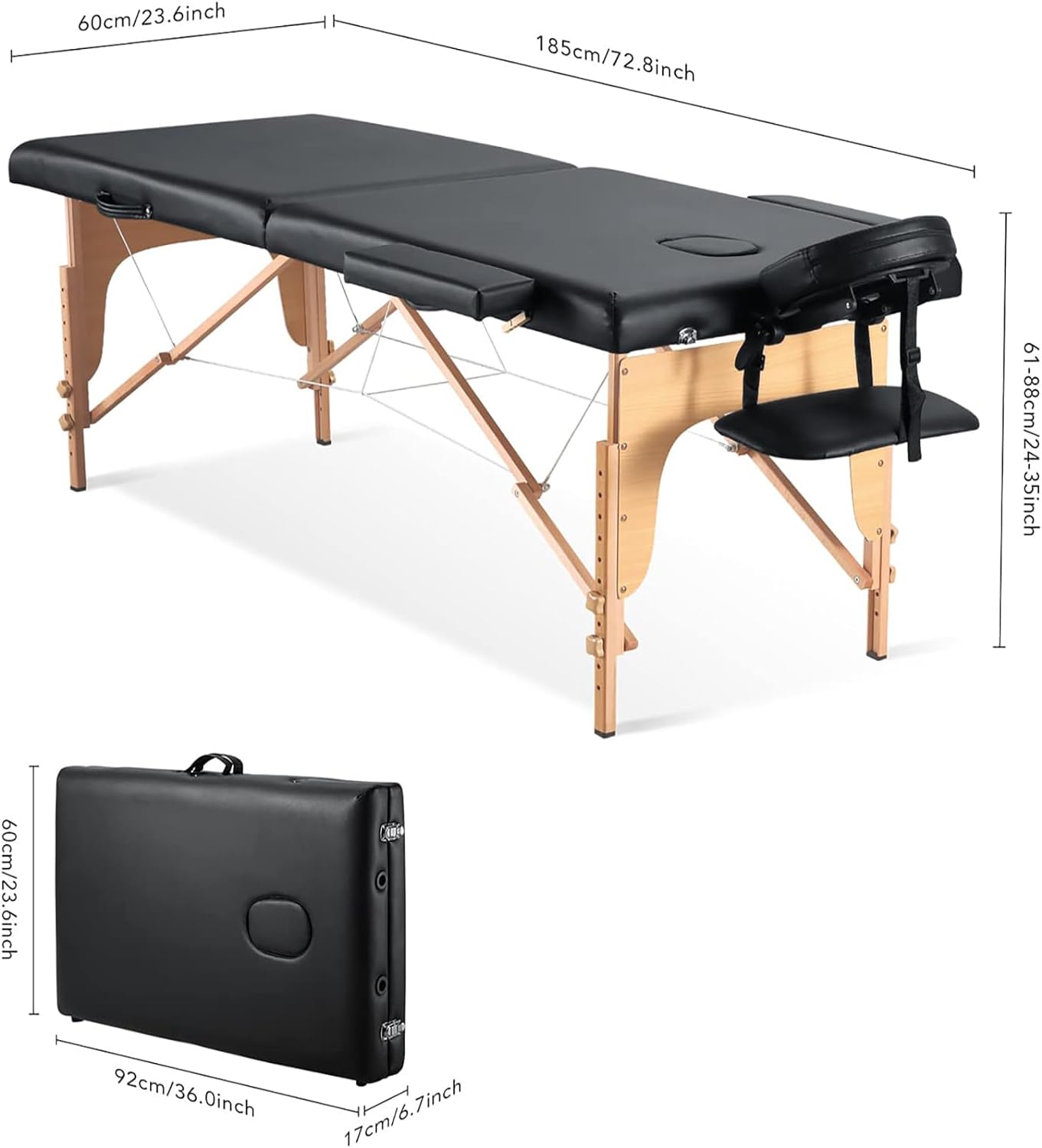 CHRUN Mesa de masaje portátil, cama de masaje profesional, 35 ajustes de