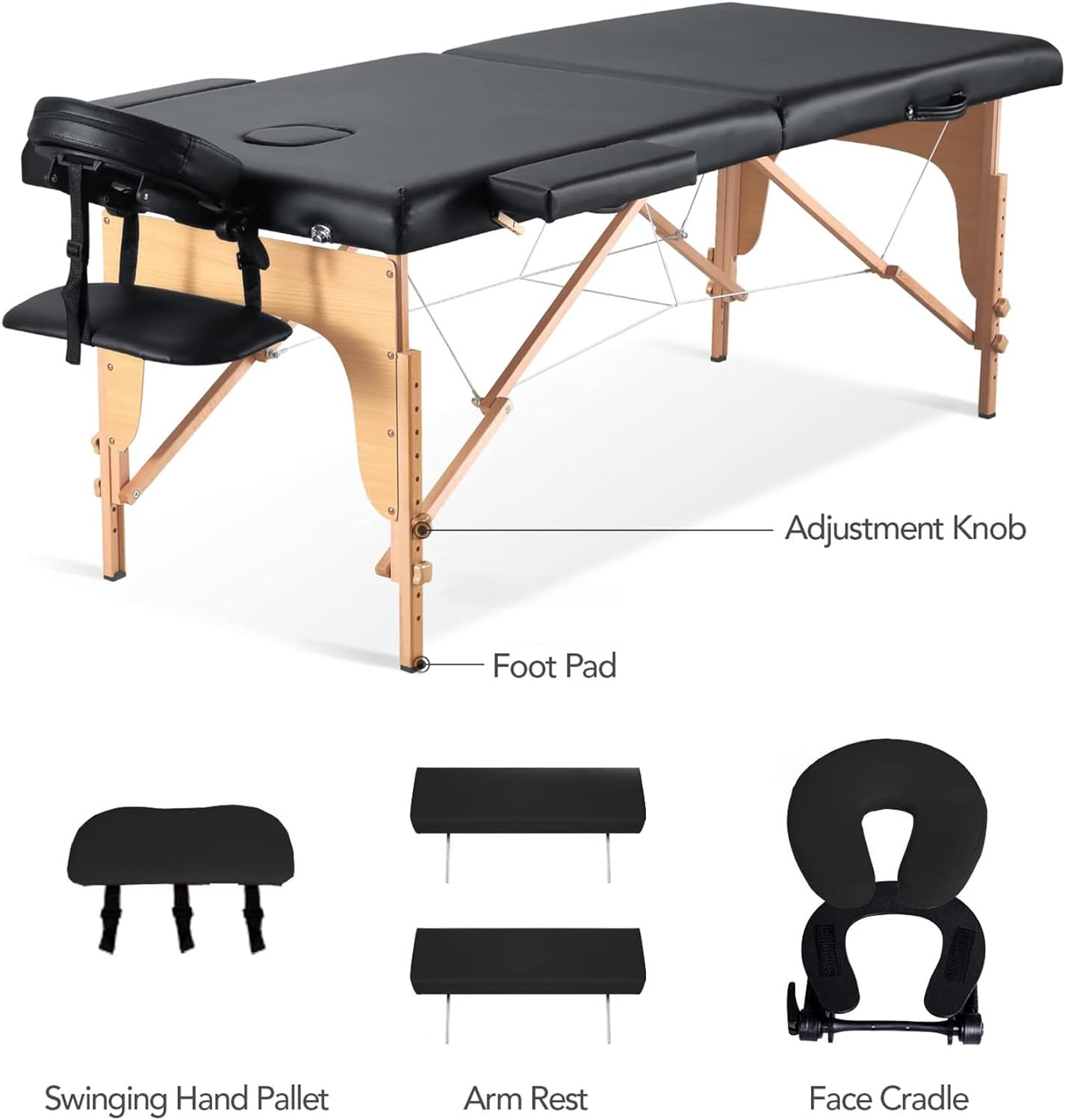 CHRUN Mesa de masaje portátil, cama de masaje profesional, 35 ajustes de