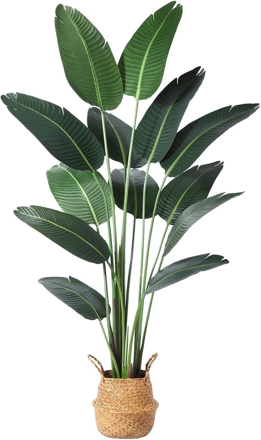 Plantas artificiales de pájaro del paraíso de 6 pies de palmera tropical falsa - VIRTUAL MUEBLES