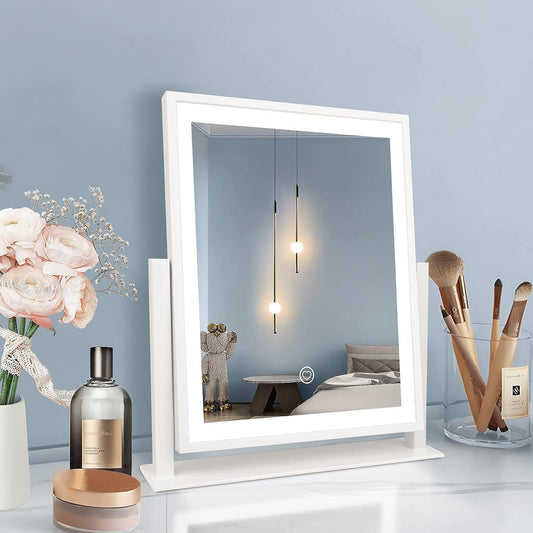 Espejo de maquillaje iluminado recargable montado en la pared, altura  ajustable, 8 pulgadas de doble cara 1X 10X espejo de tocador con aumento de  3