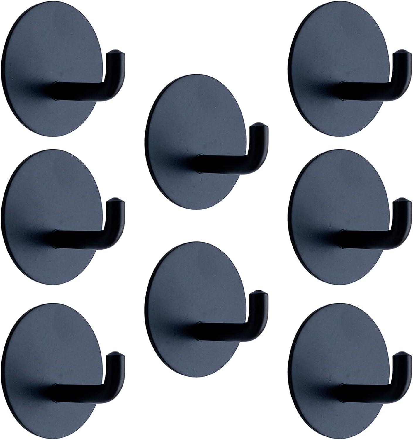 Yukrilt Ganchos adhesivos negros Paquete de 8 ganchos de pared adhesivos de 15 - VIRTUAL MUEBLES