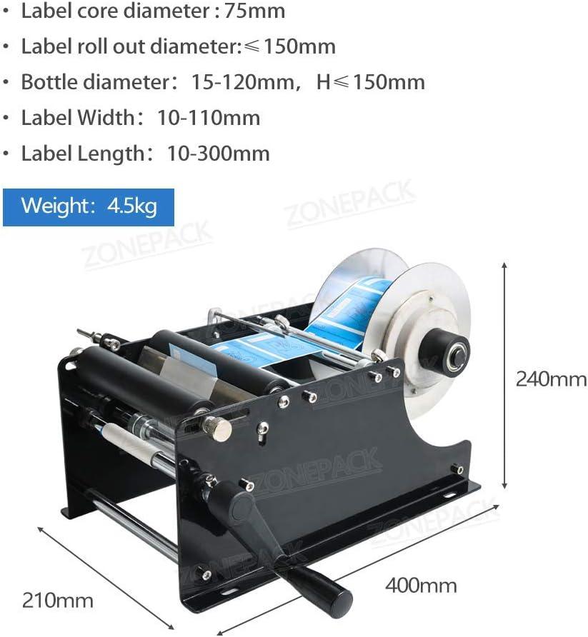 ZONEPACK Etiquetadora redonda manual con mango Etiquetadora manual de botellas