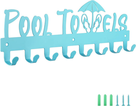 IBosins Toallero de piscina con 8 ganchos, toallero montado en la pared para - VIRTUAL MUEBLES