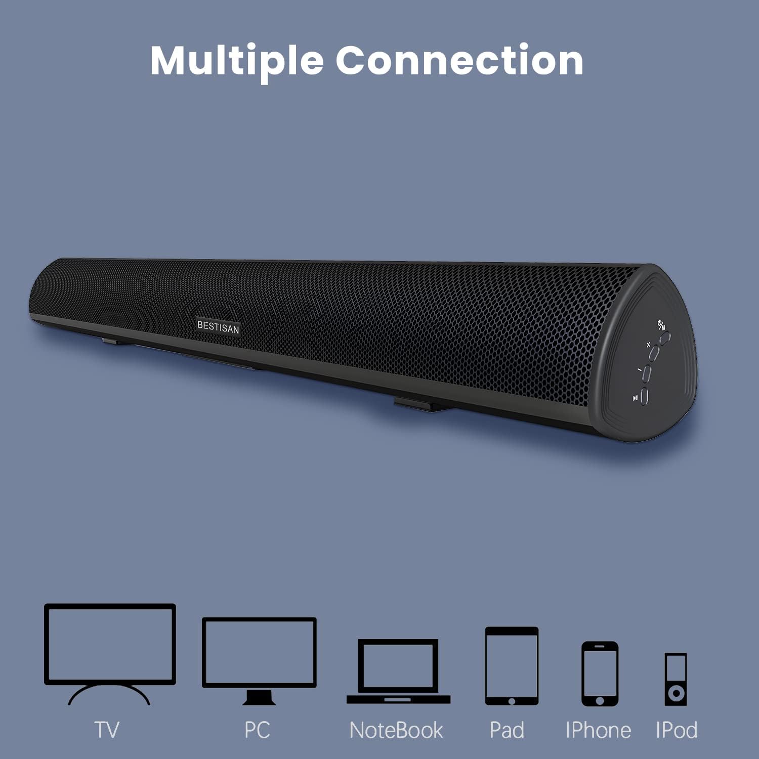  BYL - Barra de sonido, con cable y Bluetooth 5.0  Altavoz  inalámbrico para TV (70 cm, cable óptico incluido, DSP, bajo ajustable,  montaje en pared) 71 cm : Electrónica