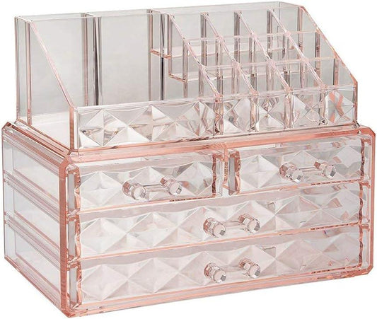 Cajas de joyería y cosméticos con soporte para brochas Cubo de almacenamiento - VIRTUAL MUEBLES
