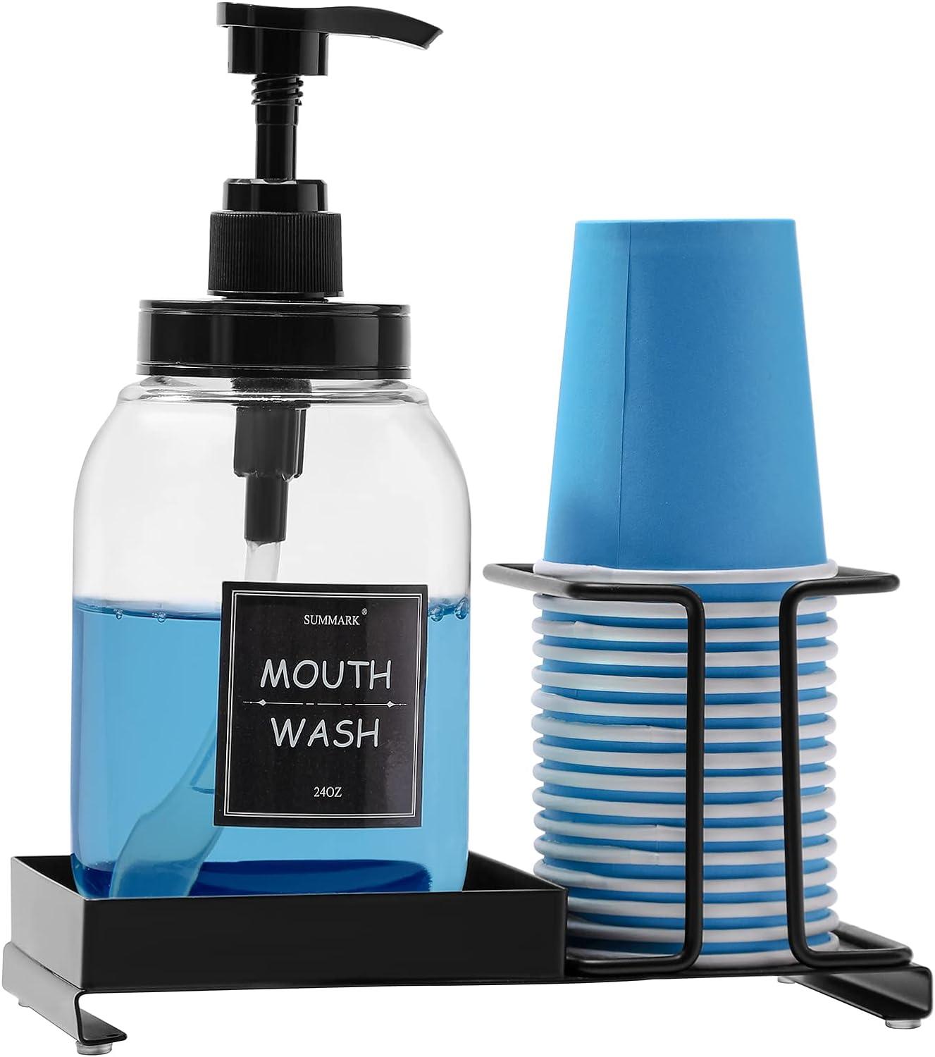 Dispensador de enjuague bucal para baño Dispensador de enjuague bucal de  plástico con sujeción de taza