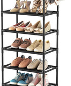  LANTEFUL Zapatero alto de 10 niveles para 20 a 25 pares de  botas, organizador de almacenamiento, estante de zapatos estrecho  resistente para entrada, armarios con ganchos, color negro : Hogar y Cocina
