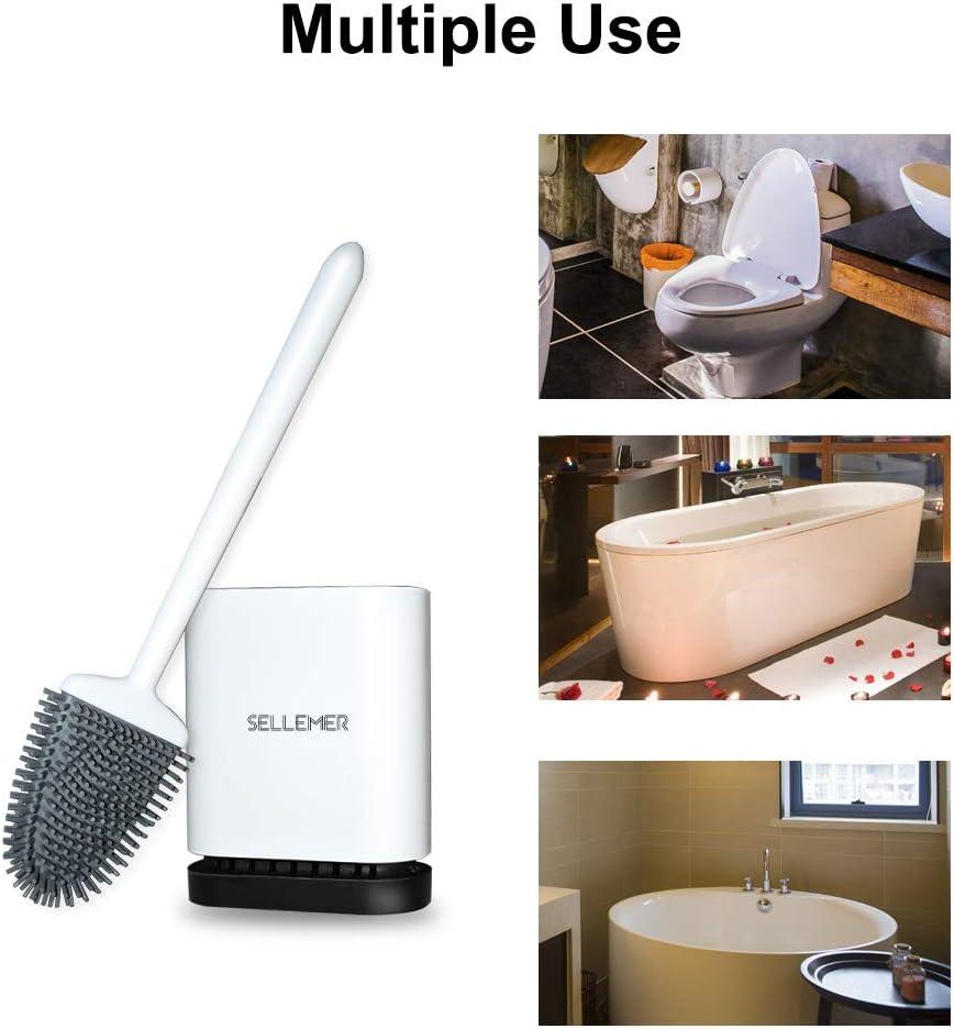 Juego de escobilla de inodoro y soporte para baño, cabezal de cepillo flexible - VIRTUAL MUEBLES