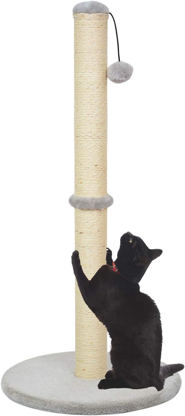 rascador para gatos poste cuerda blanco y azul, rascador vertical