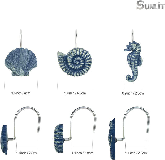 Sunlit Seashells Ganchos decorativos para cortina de ducha, anillos de cortina - VIRTUAL MUEBLES