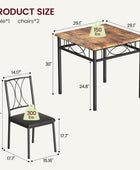 Juego de mesa de cocina de 3 piezas, mesa de comedor y sillas para 2, juego de
