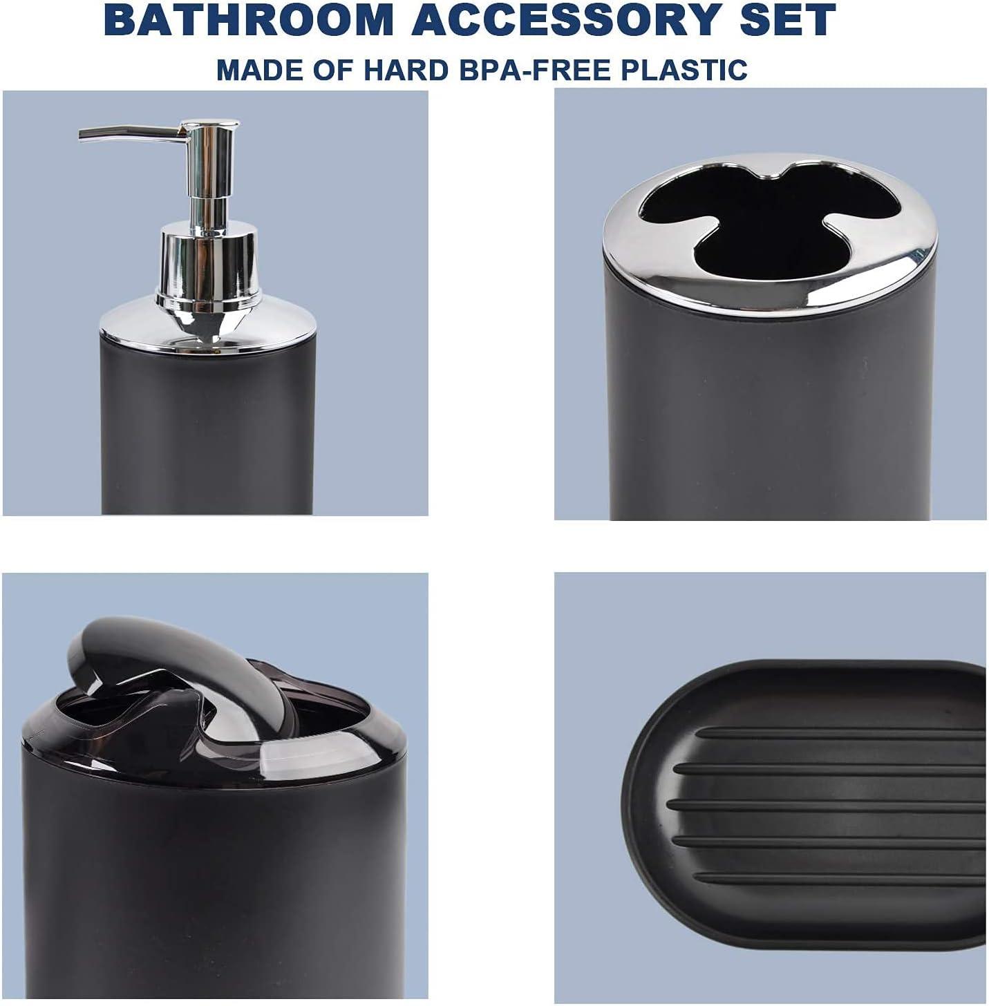 Juego de accesorios de baño de 6 piezas incluye dispensador de jabón, soporte - VIRTUAL MUEBLES