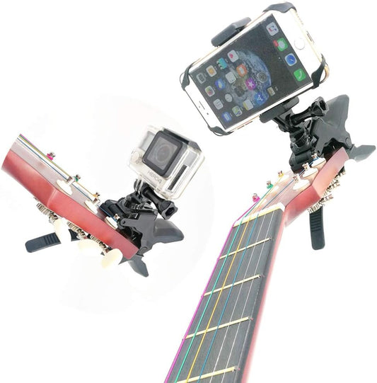Soporte combinado para cámara y teléfono celular Ukelele Guitarra Headstock