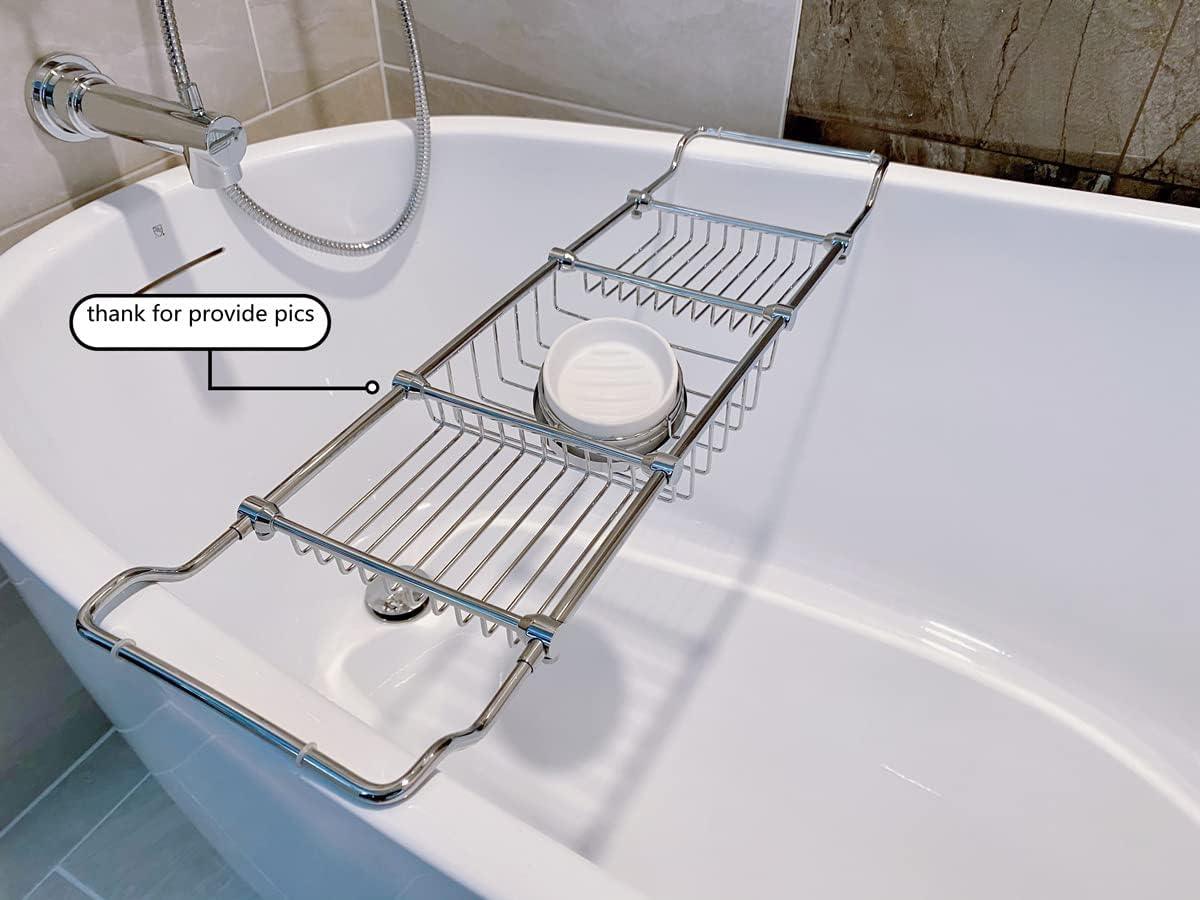 Magionline Estante de baño expandible de latón para la elegante bañera, cromado - VIRTUAL MUEBLES