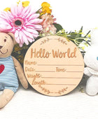 Letrero de anuncio de madera para bebé, letrero de 5.9 pulgadas con texto en - VIRTUAL MUEBLES