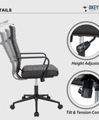 Silla de escritorio de oficina negra, sillas ergonómicas de cuero modernas para