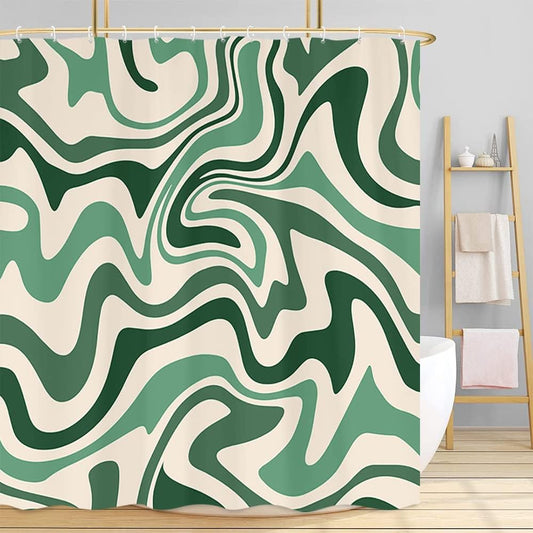 Cortina de ducha estética abstracta de los años 70, bonita cortina de baño