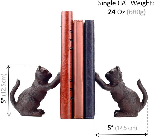 Cat Decorative Bookends, Unique Book Ends to Hold Books Heavy Duty for Office