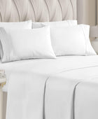 Juego de sábanas para cama de matrimonio, sábanas blancas, sábana bajera, 4