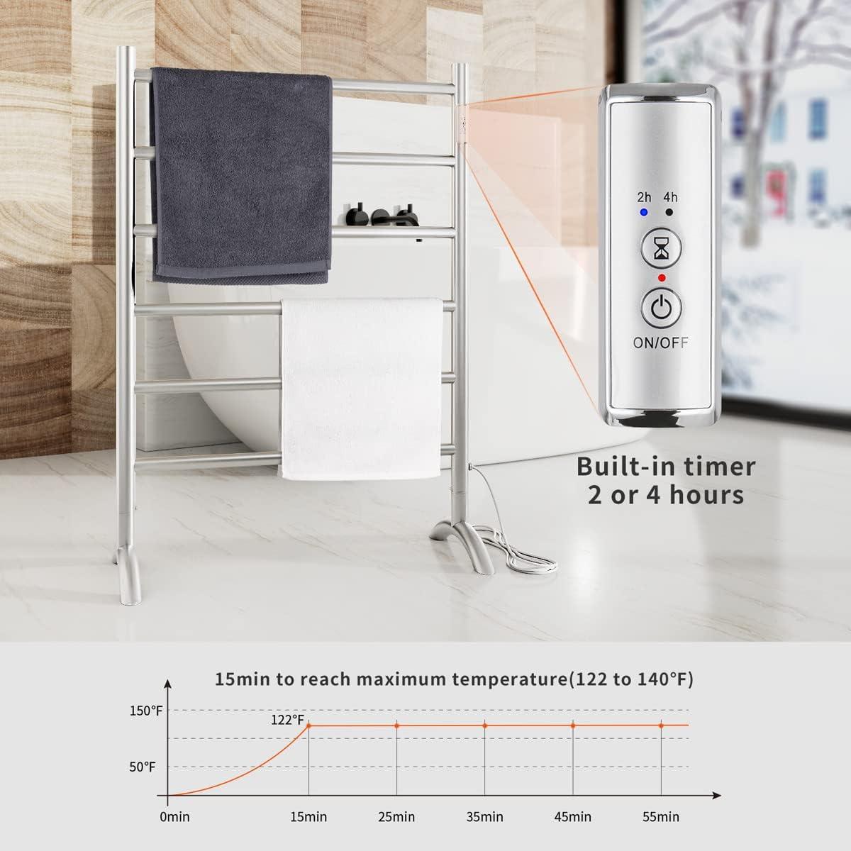 NORTTA Calentador de toallas independiente 6 bares, opción enchufable, 3 modos - VIRTUAL MUEBLES