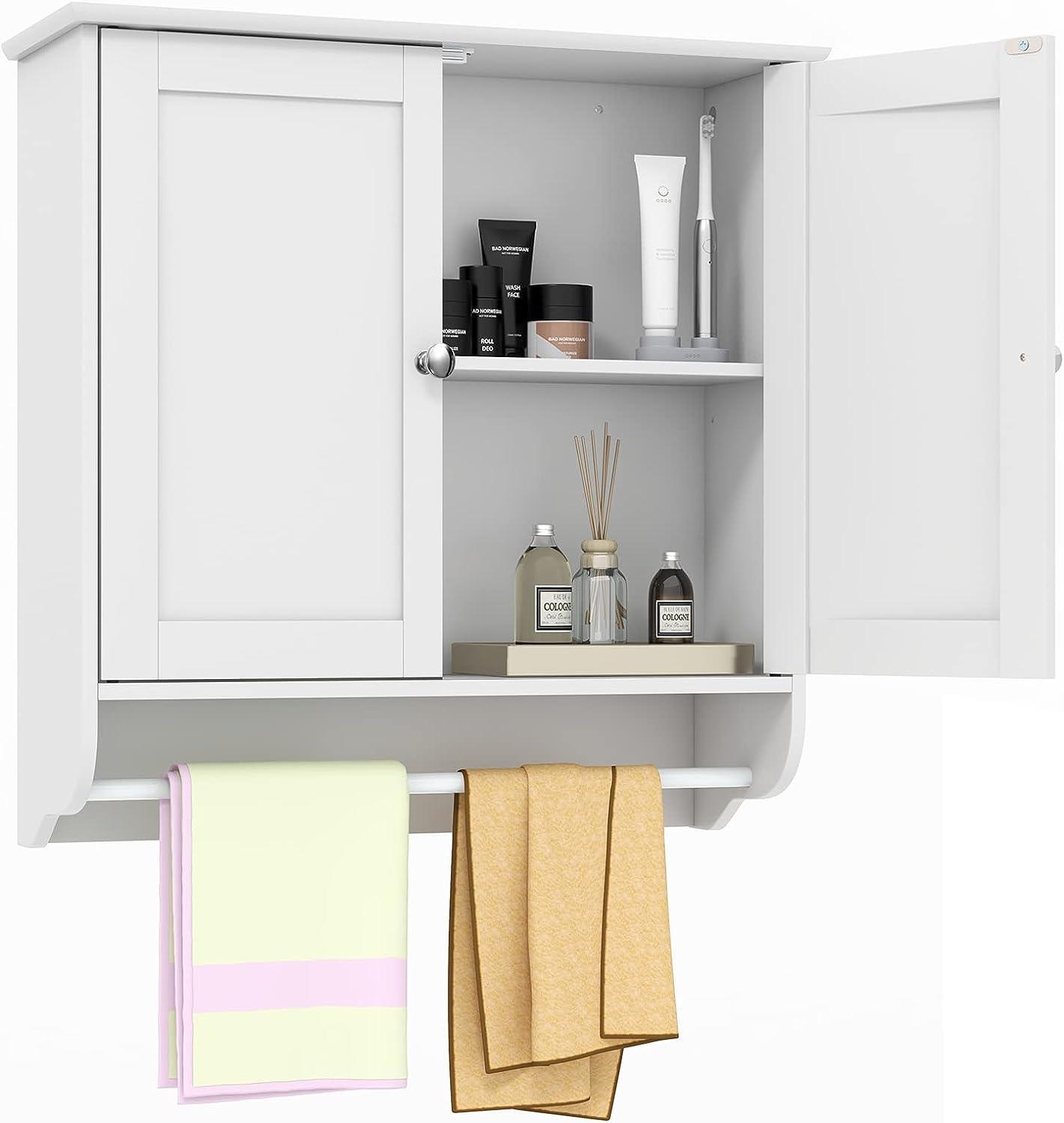 Armario de pared de baño blanco de 24 x 30 pulgadas, armario de  almacenamiento sobre inodoro montado en la pared, botiquín de baño de  madera con