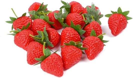 20 fresas artificiales, fresas artificiales realistas de color rojo, fresas - VIRTUAL MUEBLES