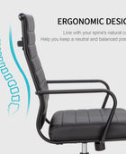 Silla de escritorio de oficina negra, sillas ergonómicas de cuero modernas para