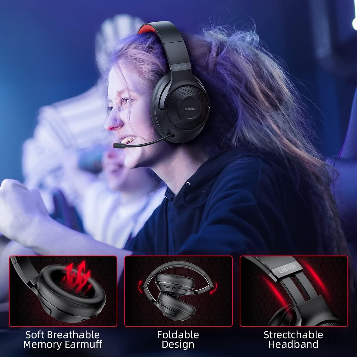 Auriculares inalámbricos Bluetooth con micrófono, auriculares para juegos  ps4 para PC, Xbox One, Ps5