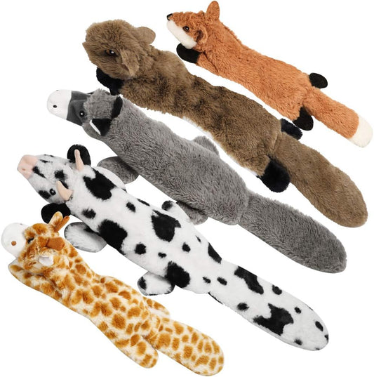 5 juguetes chirriantes para perros arrugados con tela reforzada de doble capa,