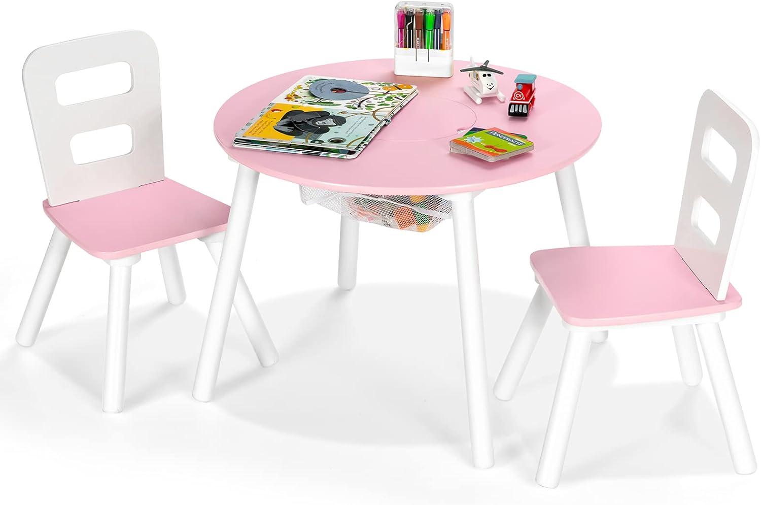Juego de mesa y silla para niños, mesa de actividades de madera con