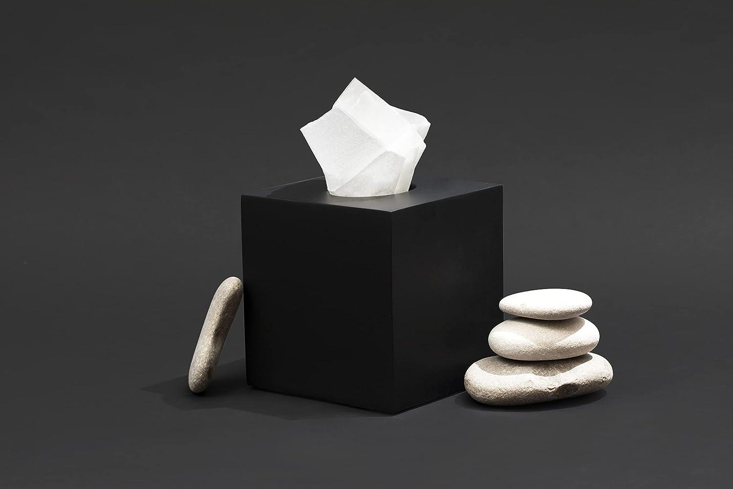 Funda cuadrada para caja de pañuelos de colección negro mate - VIRTUAL MUEBLES