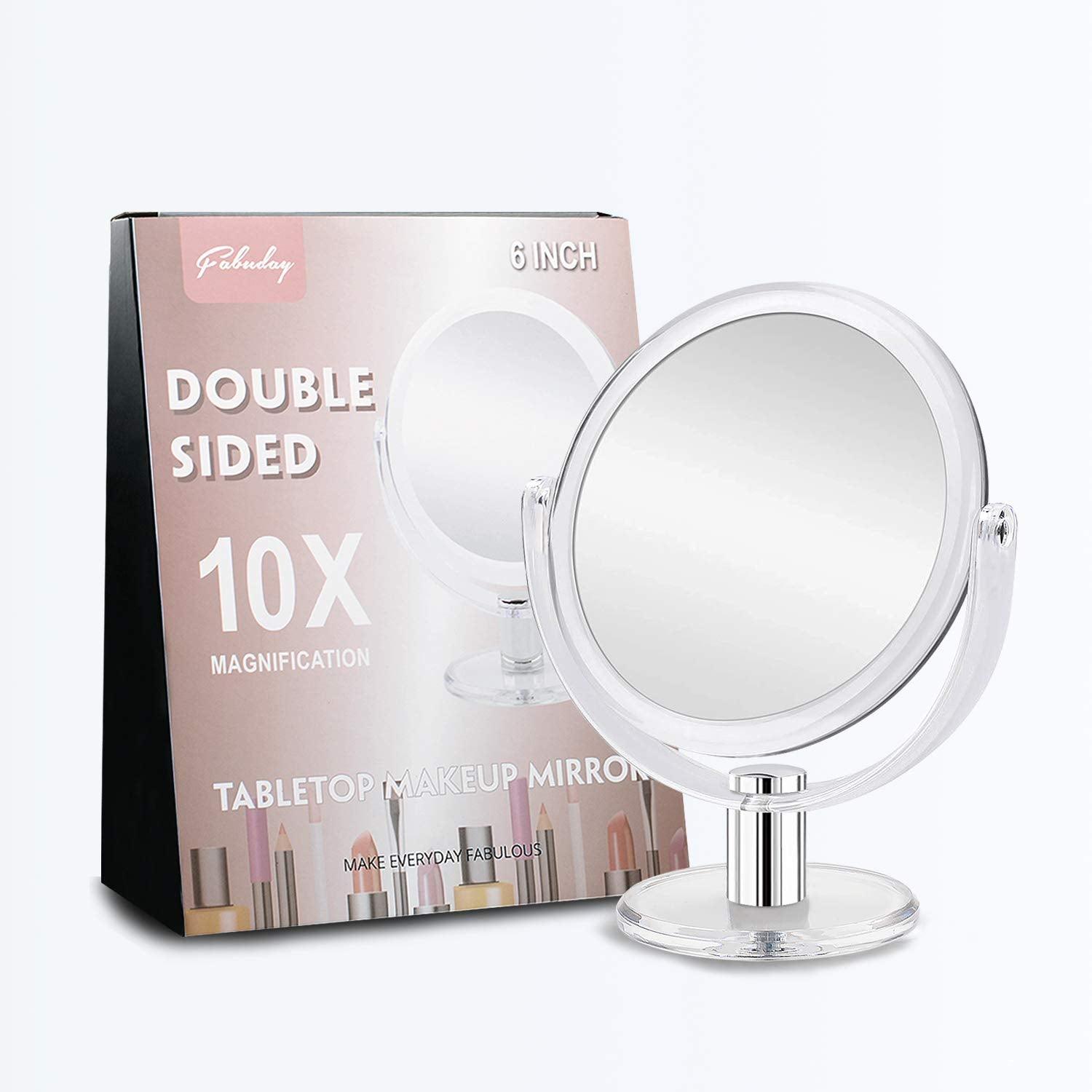 Fabuday Espejo de aumento iluminado 15X con luces, espejos de maquillaje de  8 pulgadas con ventosas y aumento para baño, fuente de alimentación doble