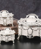 Caja de joyería de aleación de metal vintage de lujo para anillo y baratija,