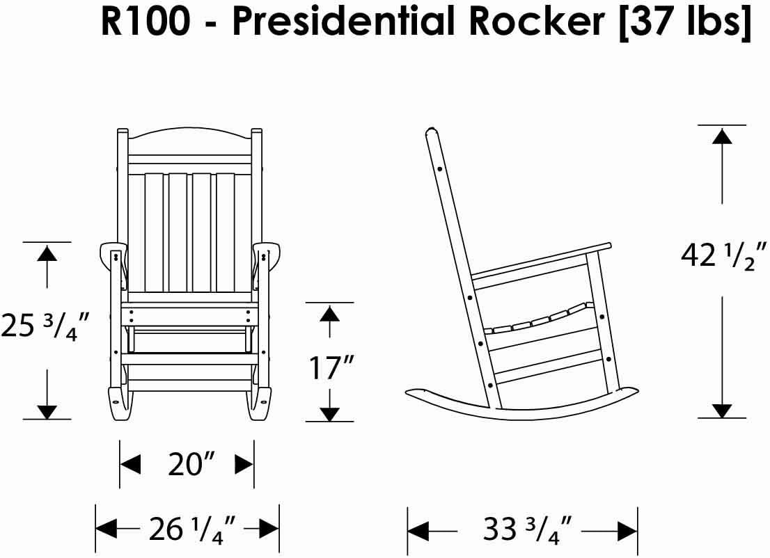 Silla mecedora presidencial, para exteriores, color blanco, R100WH
