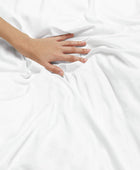 Juego de sábanas de algodón de fibra extra larga de 400 hilos, color blanco, - VIRTUAL MUEBLES
