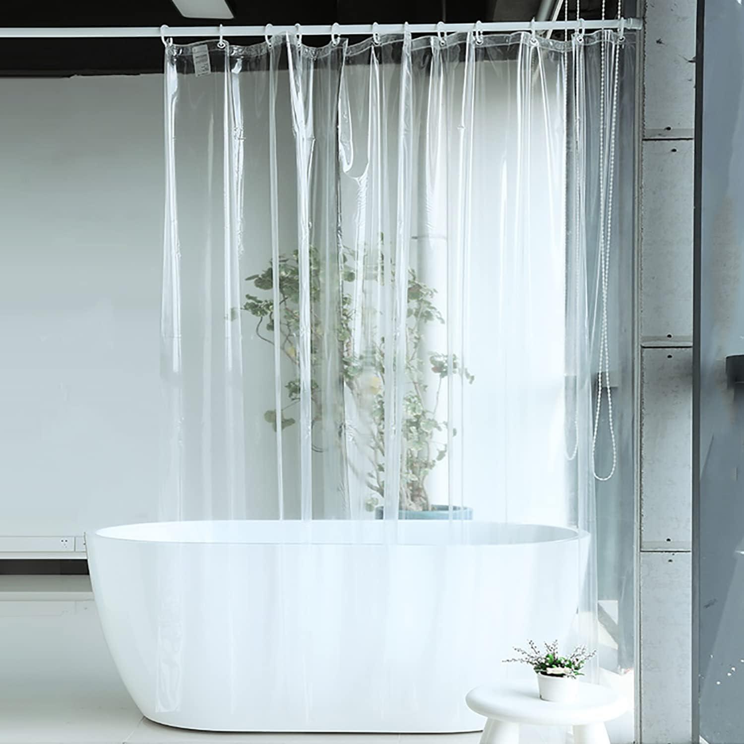  Cortina de ducha de baño, cortina de ducha de EVA  semitransparente con textura mate para decoración de baño, transparente, 94  pulgadas de ancho x 79 pulgadas de alto : Hogar y Cocina