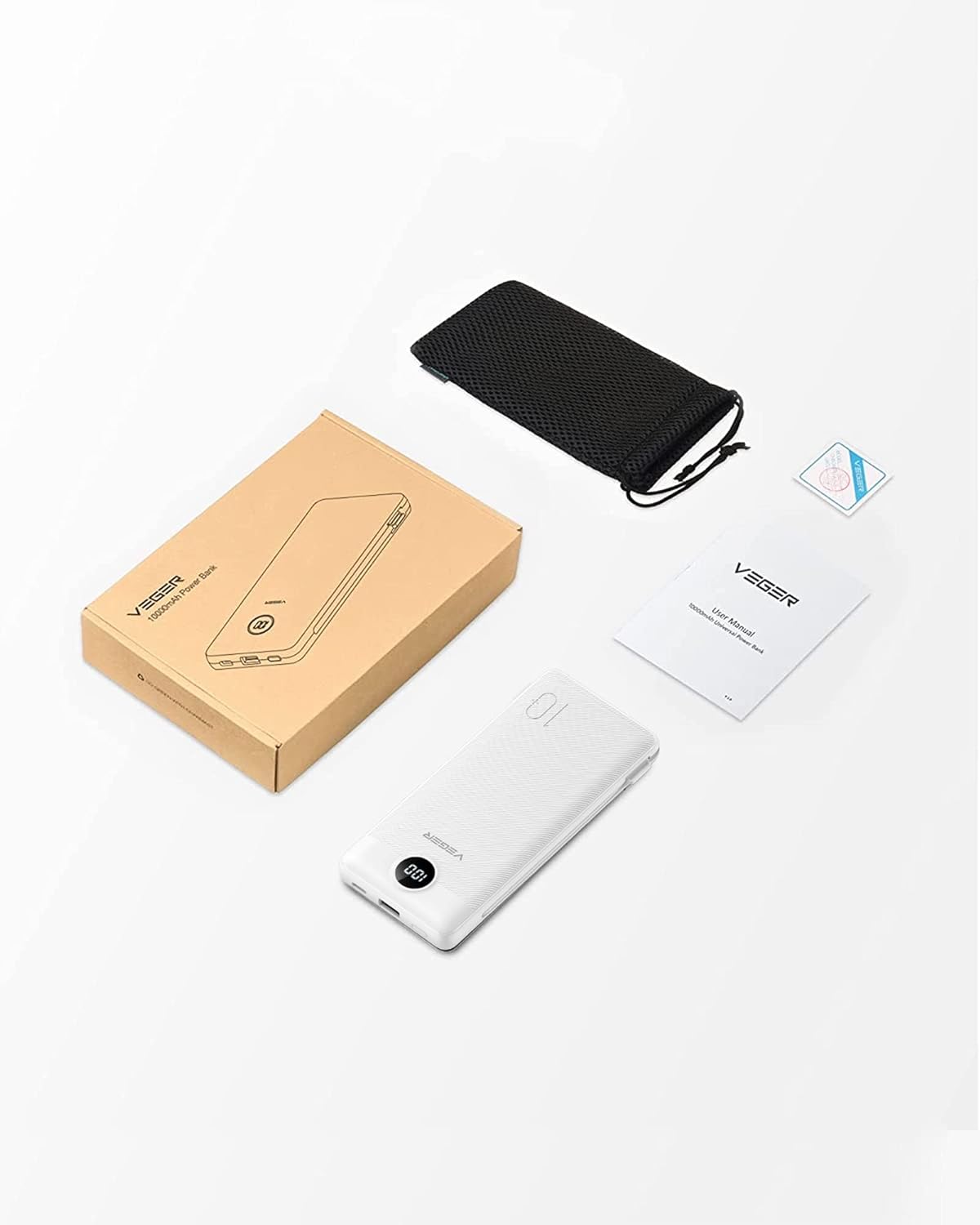 VEGER - Cargador portátil de iPhone, cables integrados, carga rápida USB C,  batería externa delgada de 10,000 mAh, enchufe de pared y USB para iPhone