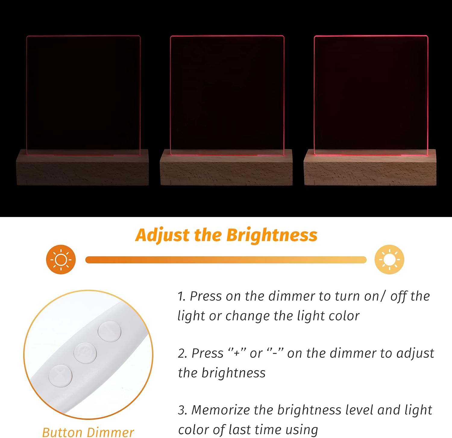 Base de luz rectangular de madera de 5.9 pulgadas, base de pantalla LED de