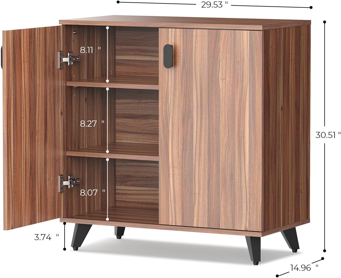 Armario de almacenamiento, madera con 2 puertas y estantes