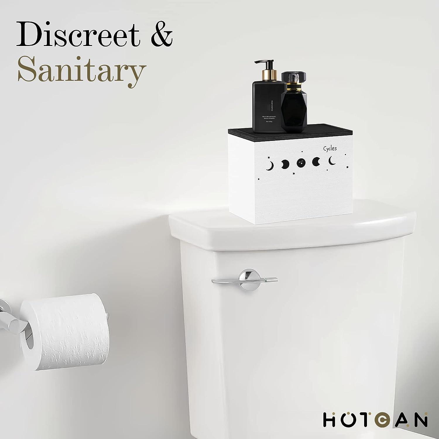 HOTCAN Soporte discreto de tampón para baño con tapa de bandeja de tocador - VIRTUAL MUEBLES