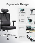 Silla de oficina ergonómica con soporte lumbar ajustable 2D, silla de oficina