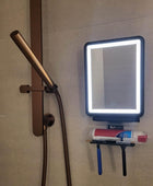 Beltruci Espejo sin niebla para ducha con luz LED, ganchos de soporte para - VIRTUAL MUEBLES