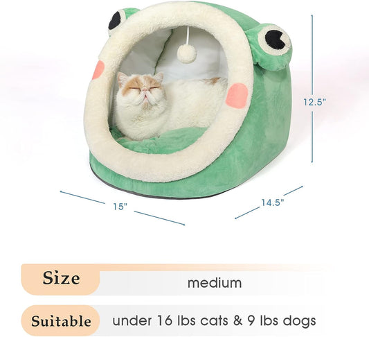 Bonita cama para gatos, precioso iglú de terciopelo de cristal para gatos y